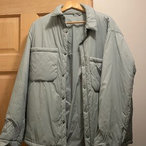 Zara light puffer jacket in teal / light green